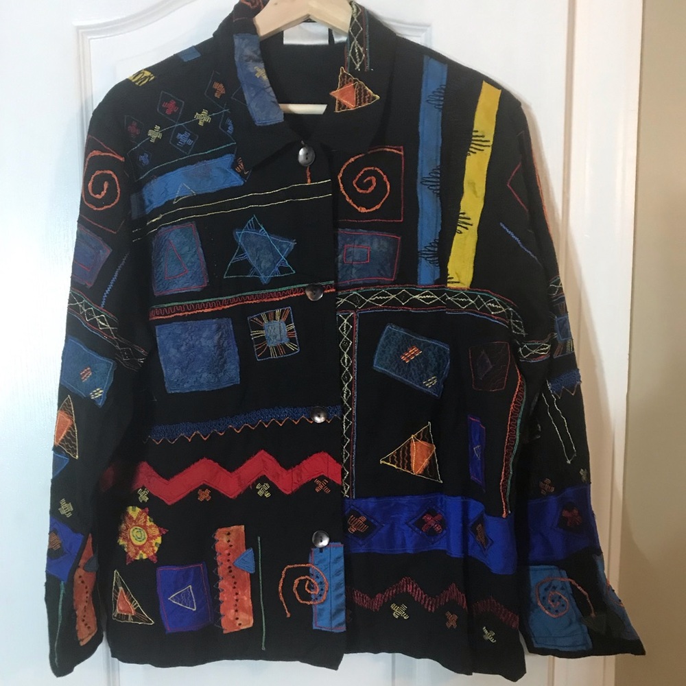 ‼️sold 90s Chicos Design Geometric Button Blouse L
